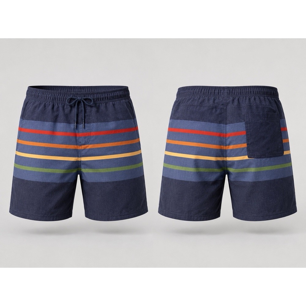 Hang Ten Board Shorts Mens 2XL Gray Yellow Swim Trunks Surf Beach Lined